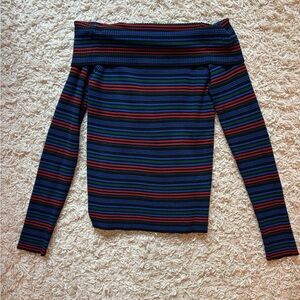 Forever 21 Multicolor Striped Off-the-Shoulder Knit Top